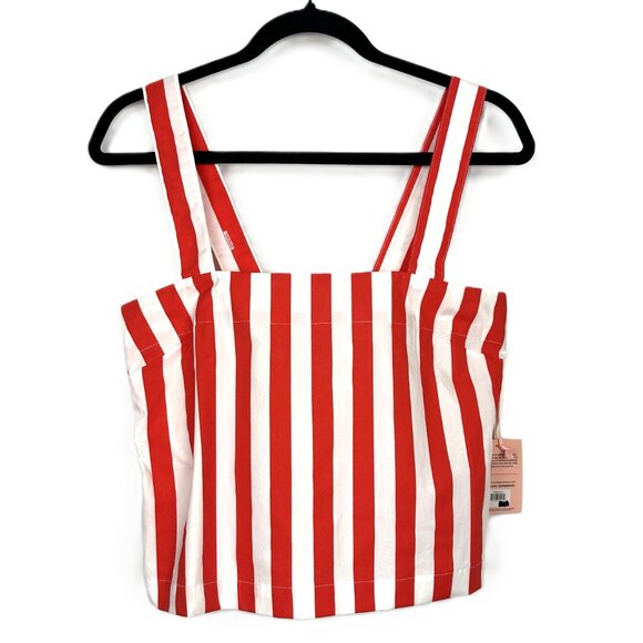 NWT Ban.do Easy Boxy Tank Red White Vertical Stripes Small - Picture 2 of 9